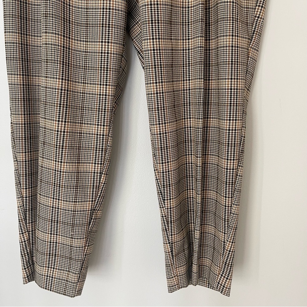 NWT Ann Taylor Loft XL Brown Plaid Pleated Pull-On Tapered Cropped Pants - Picture 3 of 11